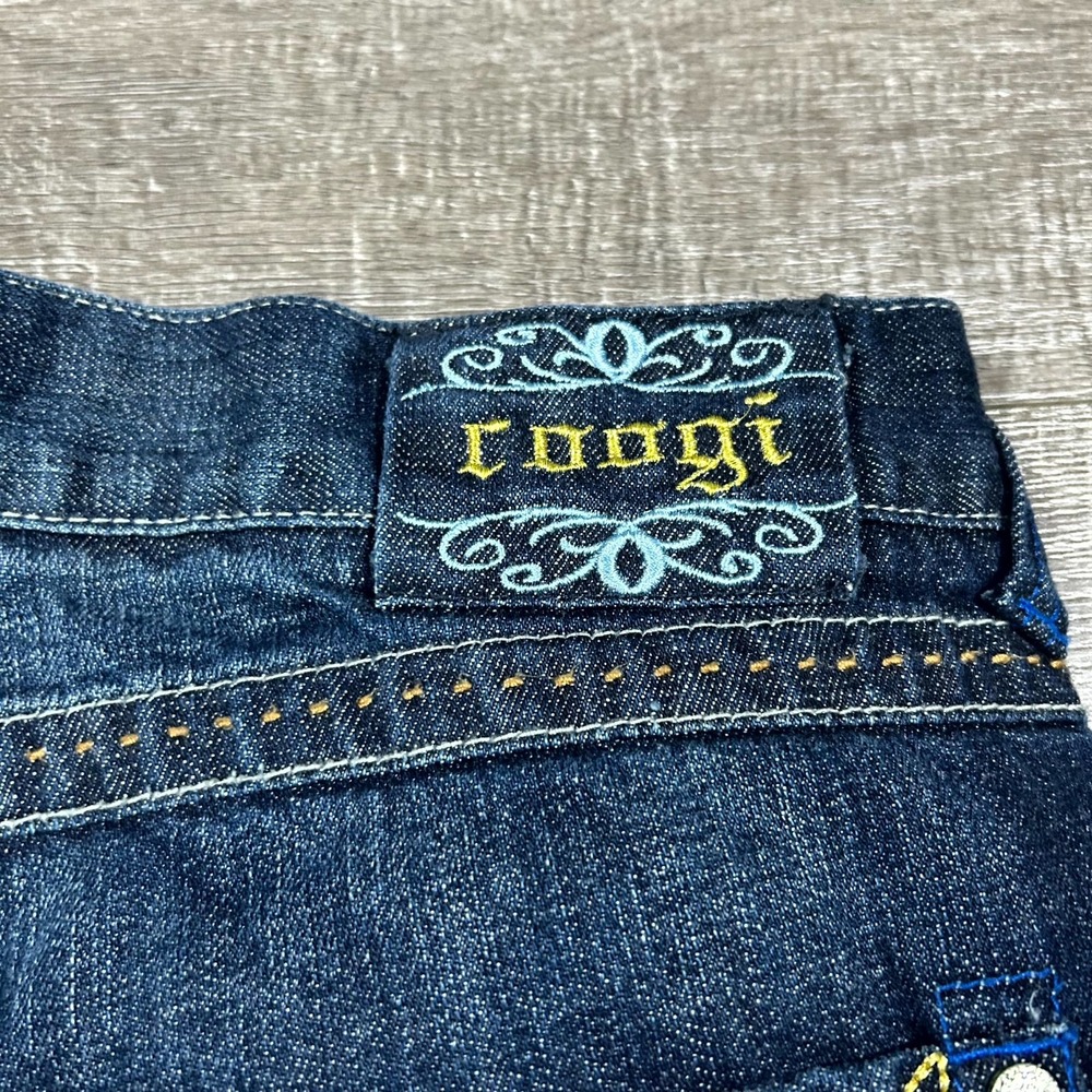 Coogi Baggy Denim Shorts Mens 38 Blue Embroidered Eagle Y2K Hip Hop Streetwear - Picture 4 of 10